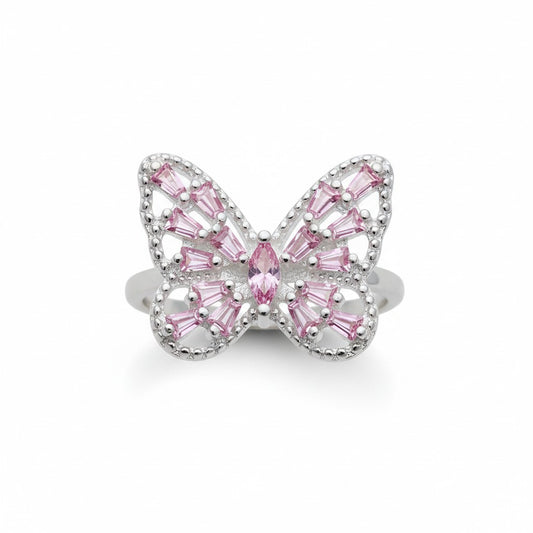 925 Sterling Baguette CZ Butterfly Ring