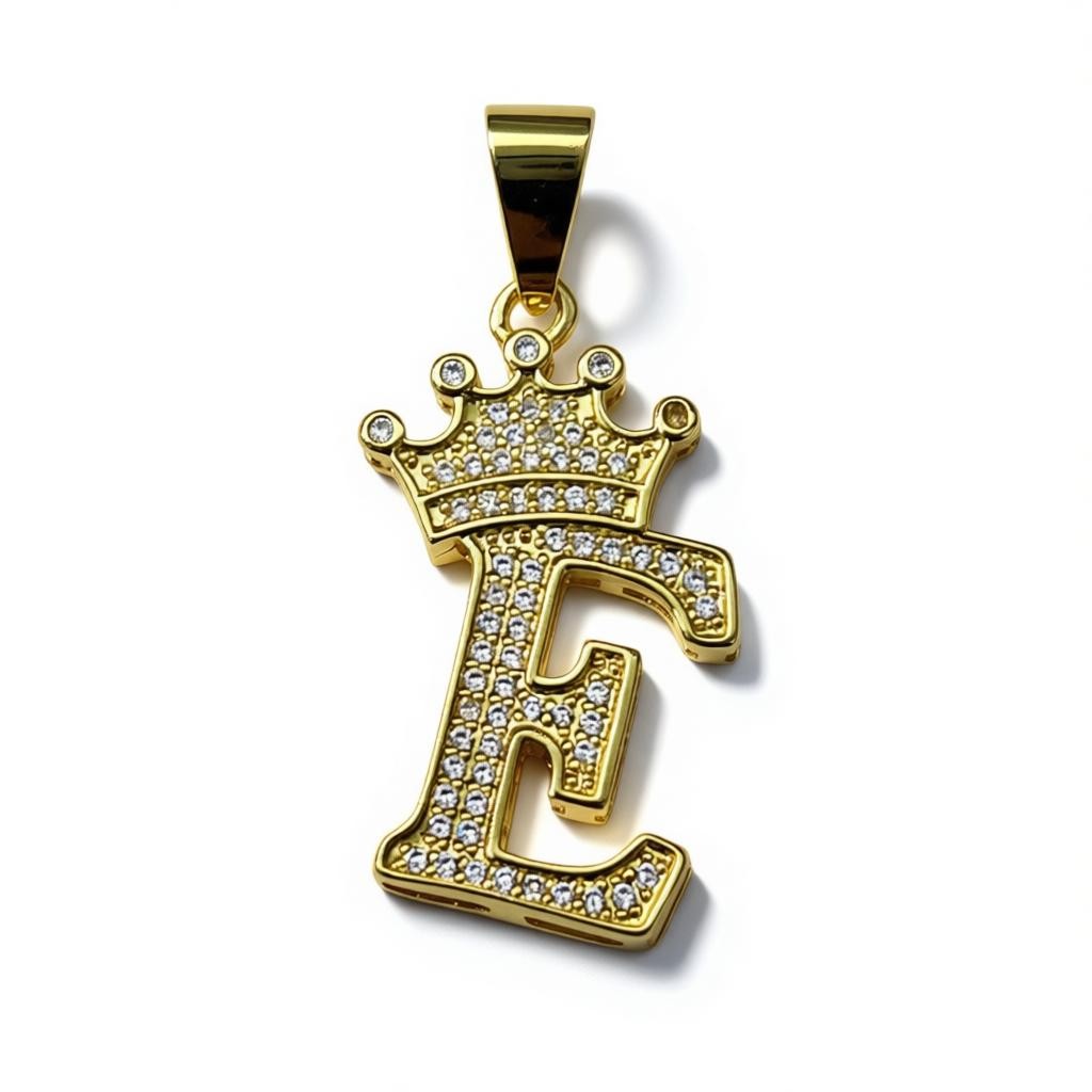 Gold Plated A-Z Crown Initial Pendants CZ