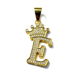 Gold Plated A-Z Crown Initial Pendants CZ - Amafhha Jewels