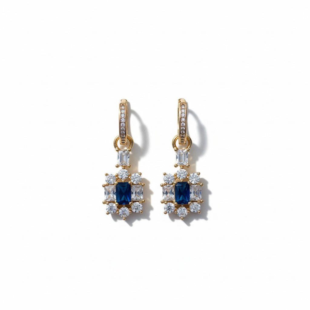 Gold Plated Dangle Earrings Cubic Zirconia (CZ)