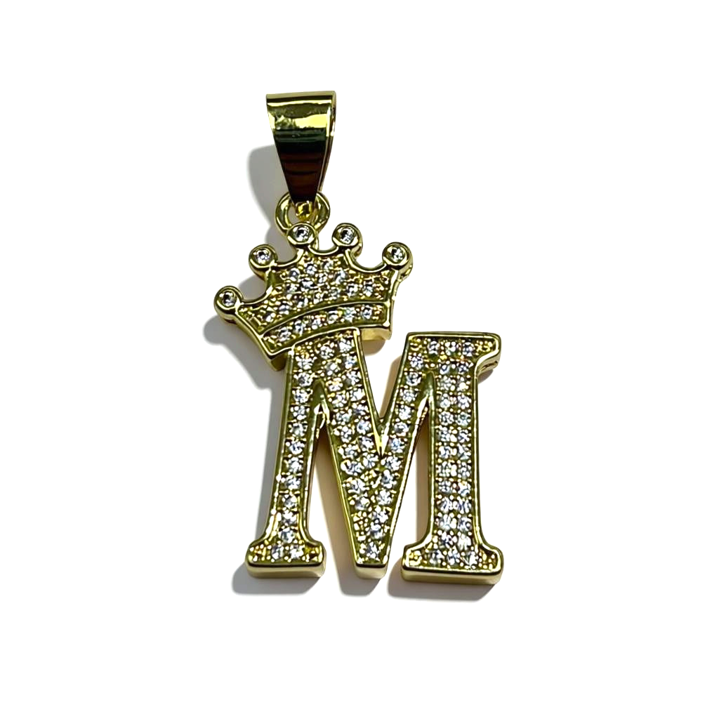 Gold Plated A-Z Crown Initial Pendants CZ - Amafhha Jewels