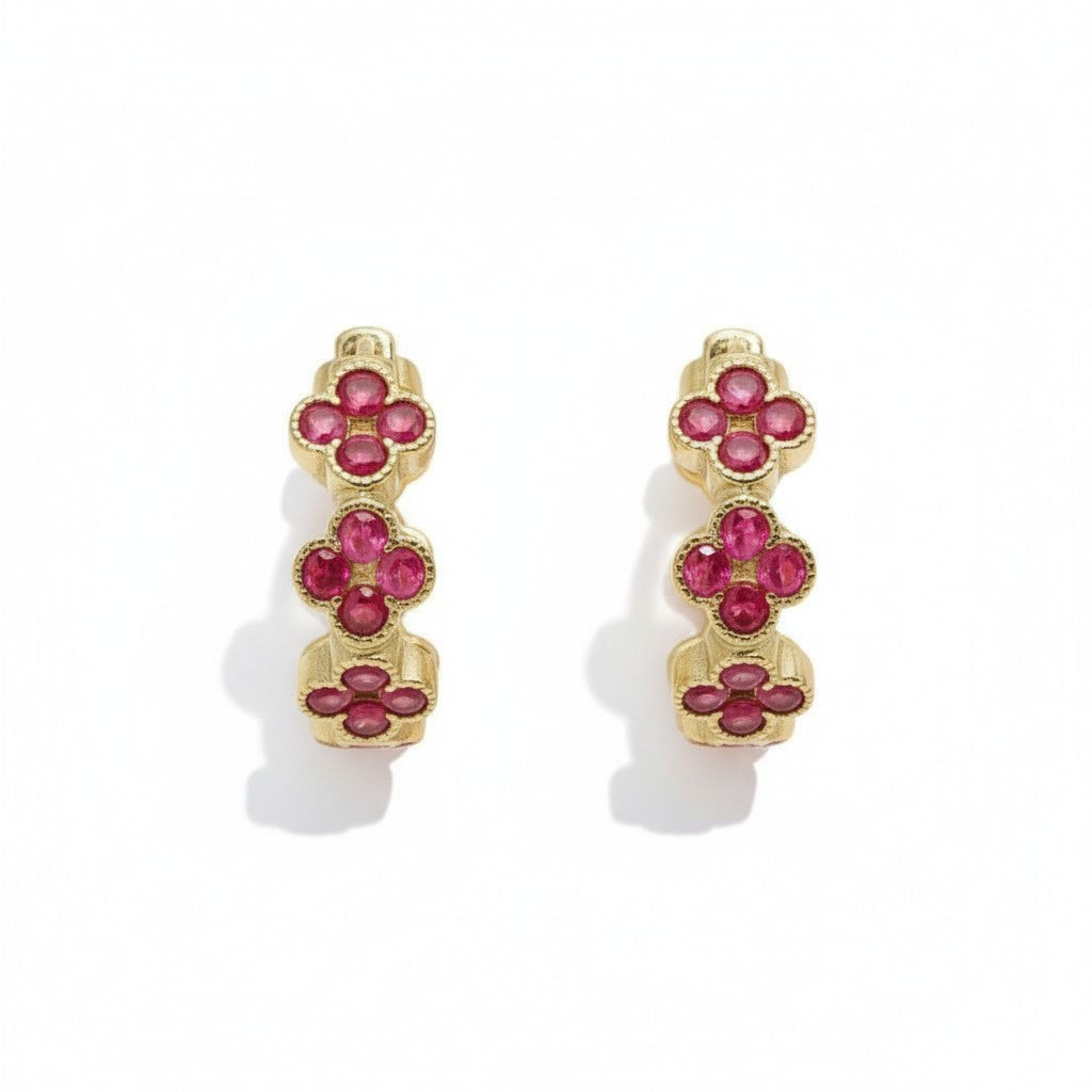 Gold Plated Multi Color Hoop Earrings