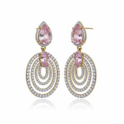 Gold Plated Dangle Earrings Cubic Zirconia (CZ)