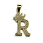 Gold Plated A-Z Crown Initial Pendants CZ