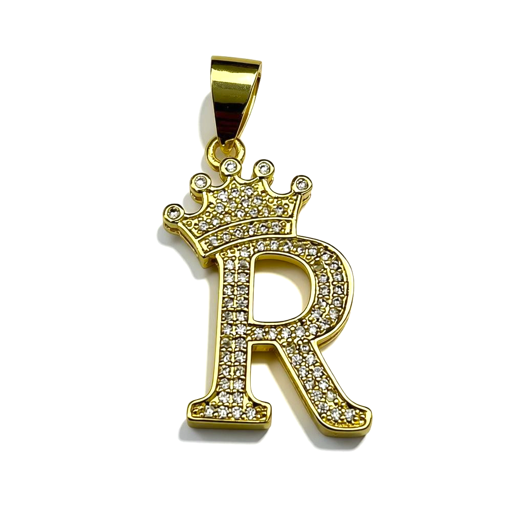 Gold Plated A-Z Crown Initial Pendants CZ - Amafhha Jewels