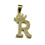 Gold Plated A-Z Crown Initial Pendants CZ - Amafhha Jewels