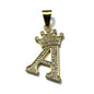 Gold Plated A-Z Crown Initial Pendants CZ