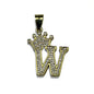 Gold Plated A-Z Crown Initial Pendants CZ