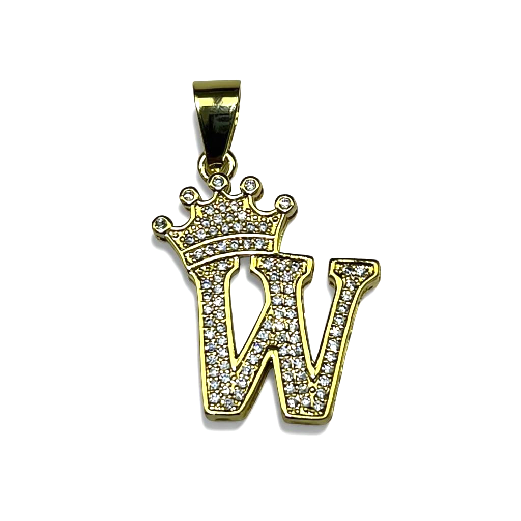 Gold Plated A-Z Crown Initial Pendants CZ - Amafhha Jewels