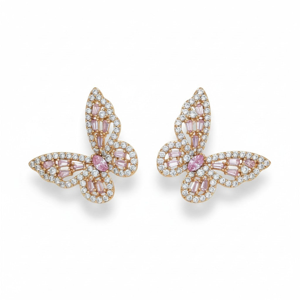 Gold Plated Butterfly Statement Earrings