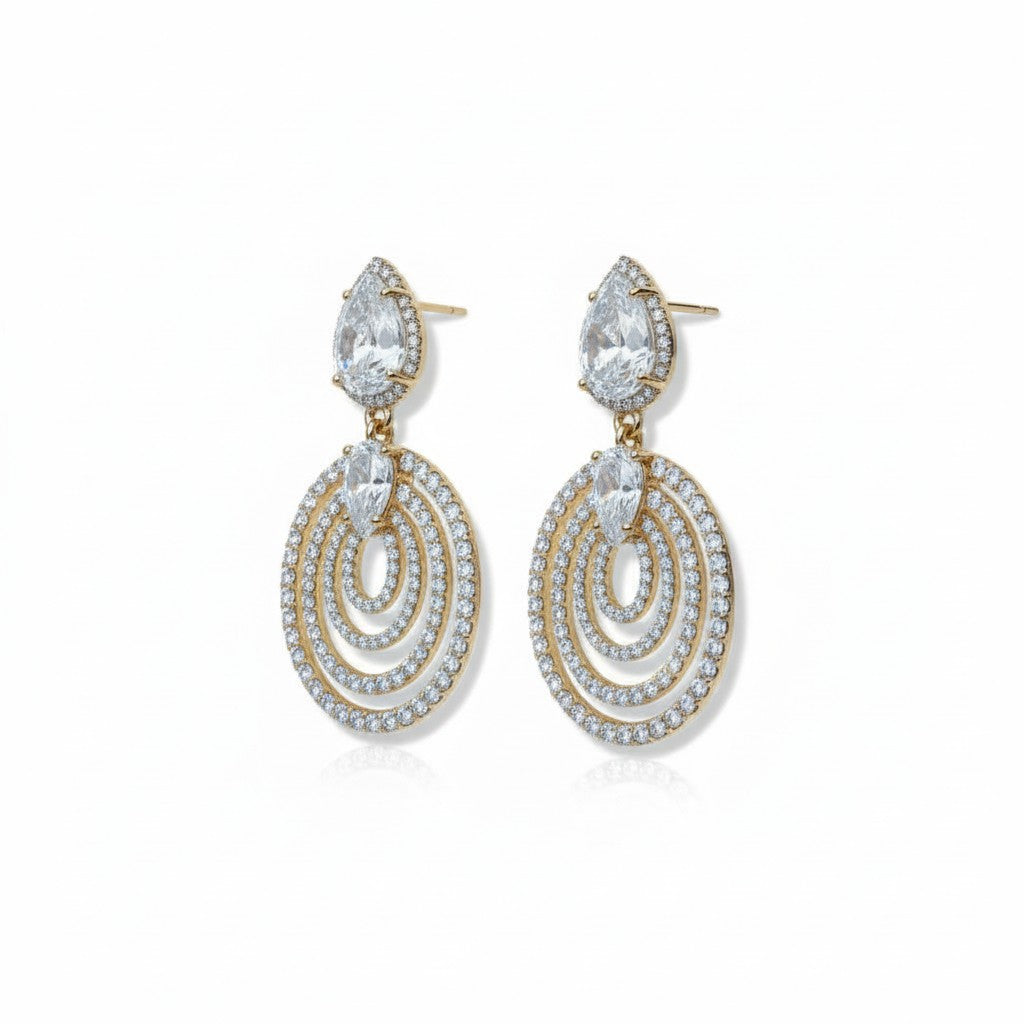 Gold Plated Dangle Earrings Cubic Zirconia (CZ)