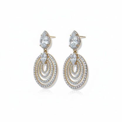 Gold Plated Dangle Earrings Cubic Zirconia (CZ)