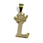 Gold Plated A-Z Crown Initial Pendants CZ