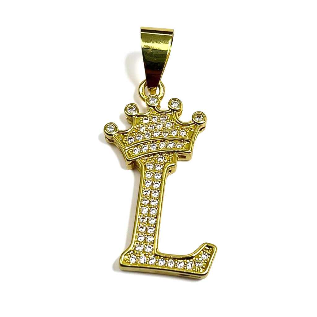Gold Plated A-Z Crown Initial Pendants CZ - Amafhha Jewels