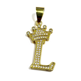 Gold Plated A-Z Crown Initial Pendants CZ - Amafhha Jewels