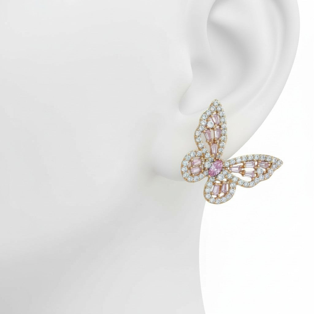 Gold Plated Butterfly Statement Earrings