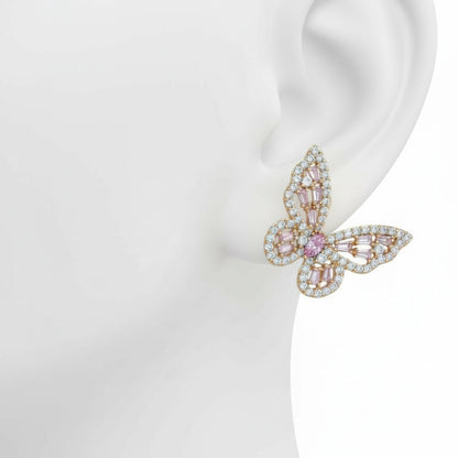 Gold Plated Butterfly Statement Earrings