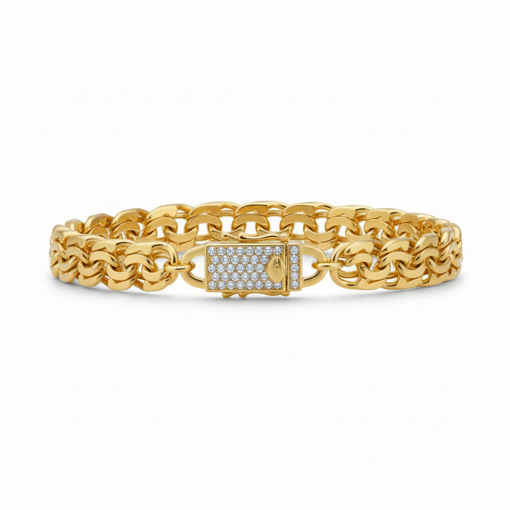 Gold Plated Chino Bracelet with Stone Lock