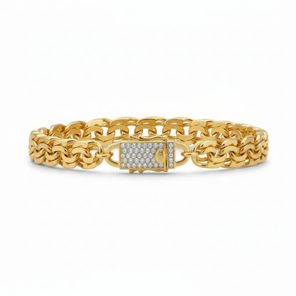 Gold Plated Chino Bracelet with Stone Lock