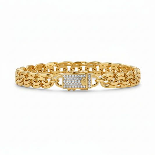 Gold Plated Chino Bracelet with Stone Lock