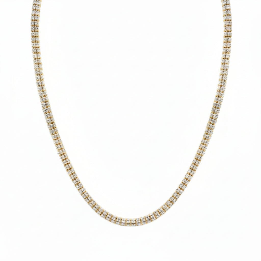 925 Sterling Silver Two Tone Ice Chain - Amafhha Jewels