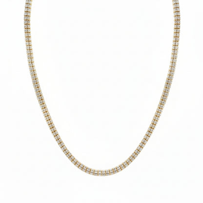 925 Sterling Silver Two Tone Ice Chain - Amafhha Jewels