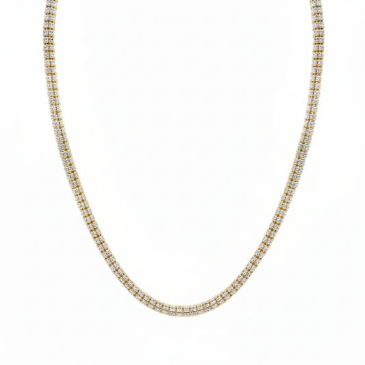 925 Sterling Silver Two Tone Ice Chain - Amafhha Jewels