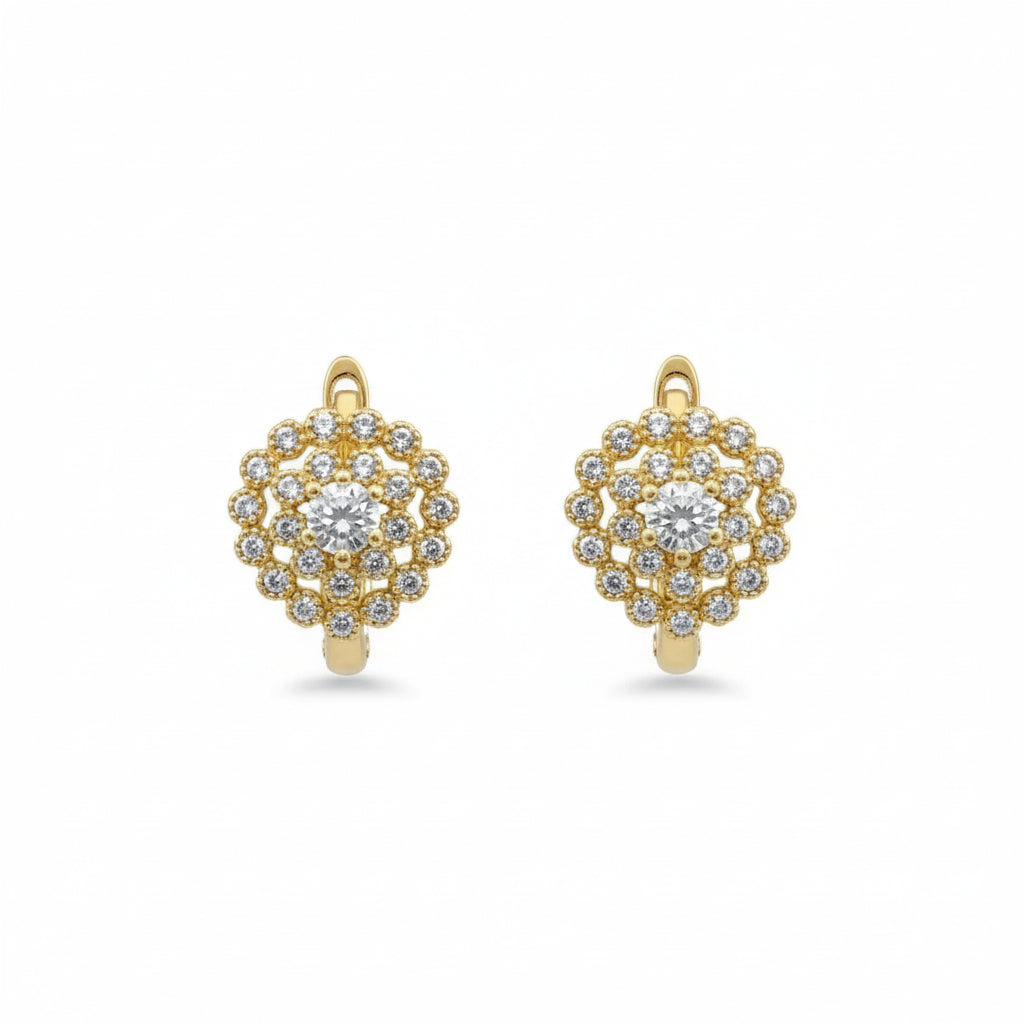 Gold Plated Greek Key Pave Eternity Huggies - Amafhha Jewels
