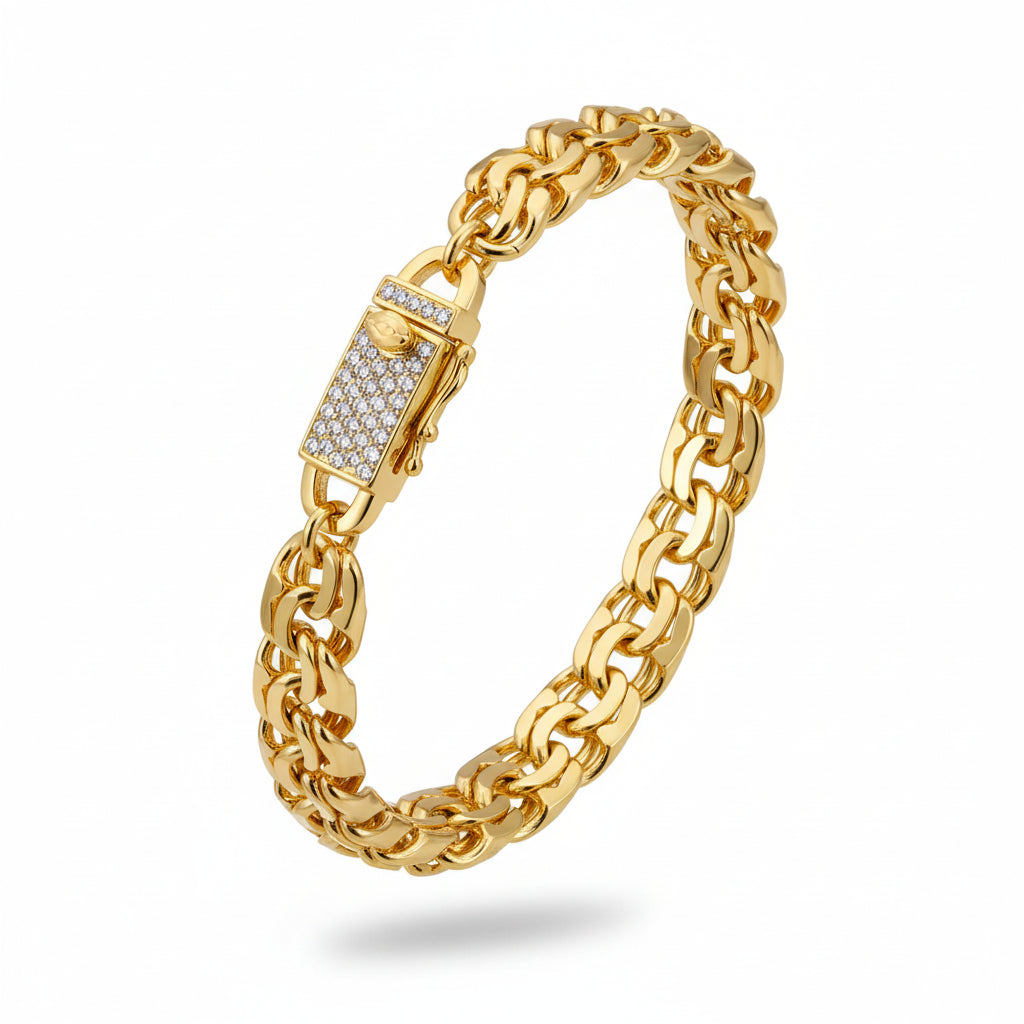 Gold Plated Chino Bracelet with Stone Lock