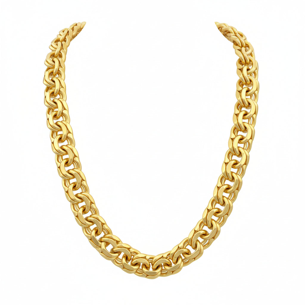 Gold Plated Chino Link Chain - Oro Laminado Tejido Necklace - Amafhha Jewels