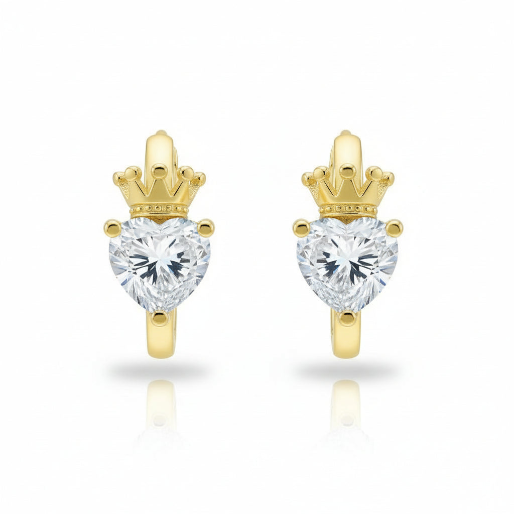Gold Plated Royal Heart Crown Huggies