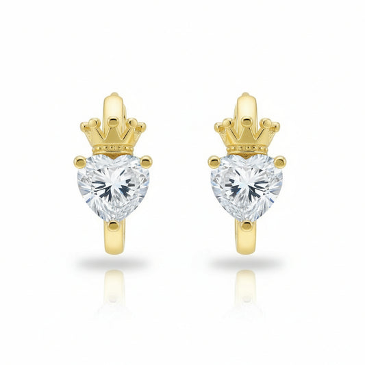 Gold Plated Royal Heart Crown Huggies