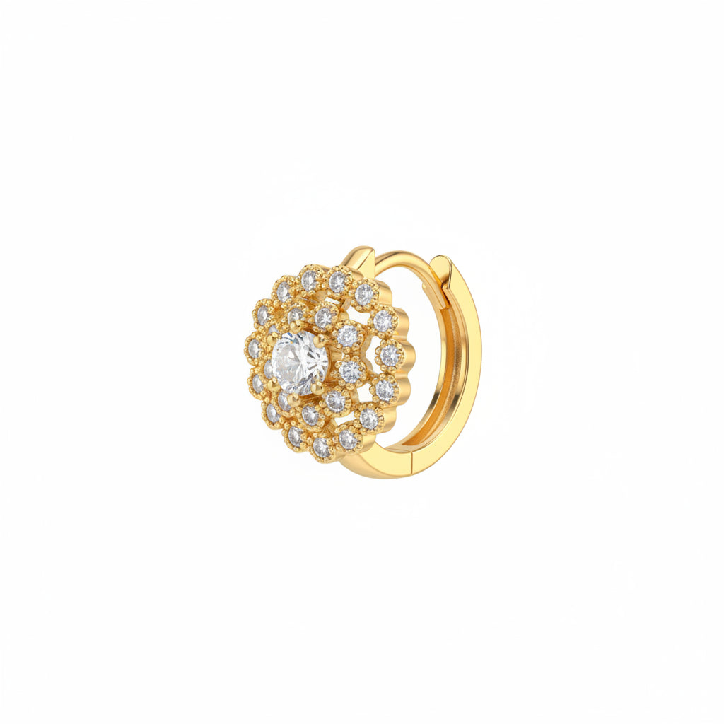 Gold Plated Greek Key Pave Eternity Huggies