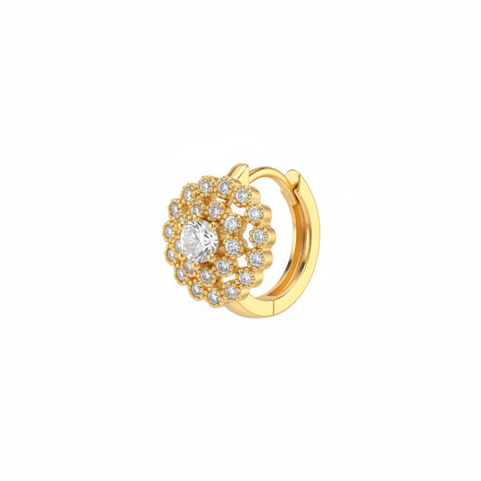 Gold Plated Greek Key Pave Eternity Huggies