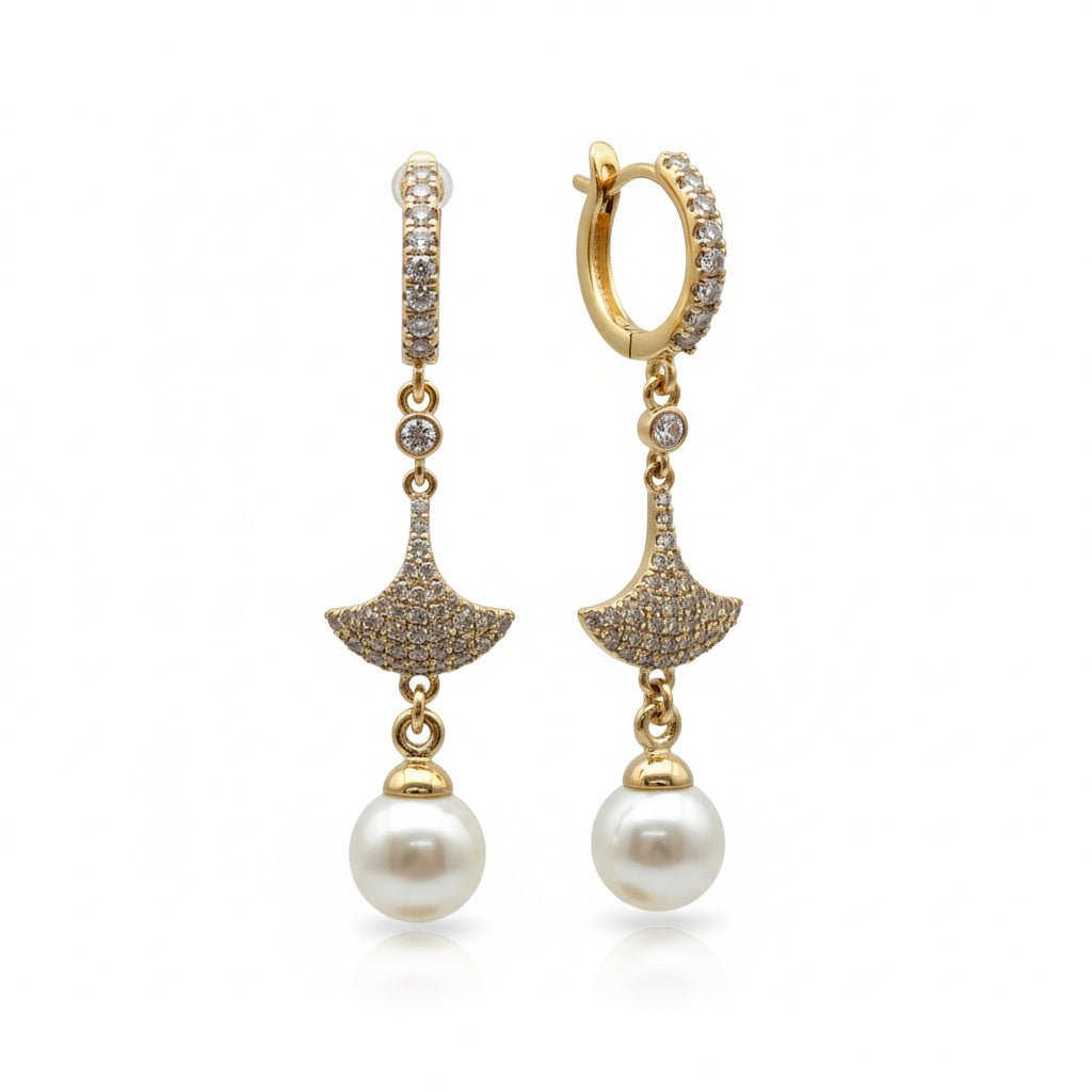 Gold Plated Architectural Tapered Pearl Drops