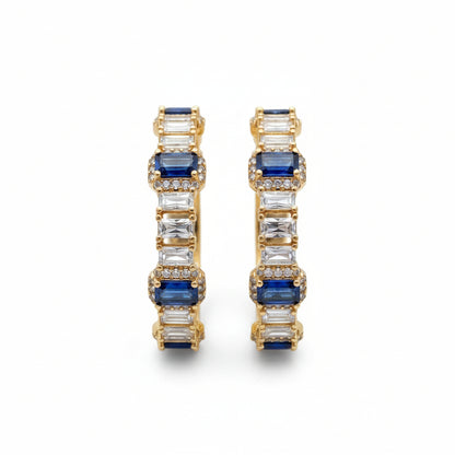 Gold Plated Baguette Sapphire Glamour Hoops