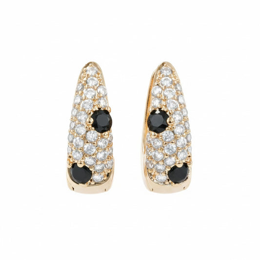 Gold-Plated Pave CZ Tapered Huggie Earrings - Available in 3 Colors