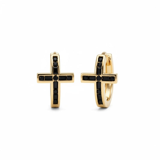 Gold Plated Religious Cross Huggies - Available in 4 Colors