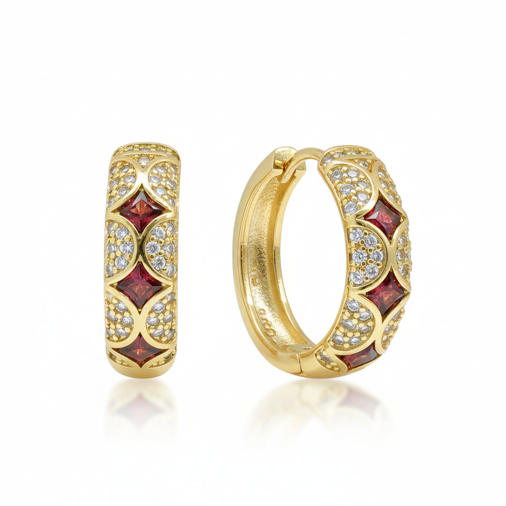 Geometric Lattice Huggie Earrings - Amafhha Jewels