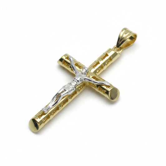 Two-Tone Textured Crucifix Pendant