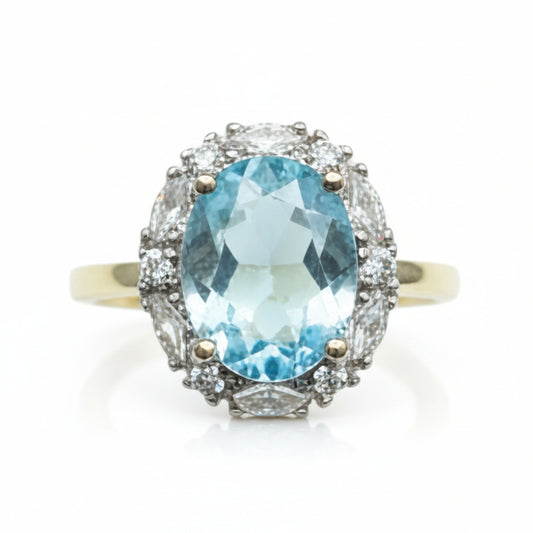 Royal Oval Halo Cocktail Ring