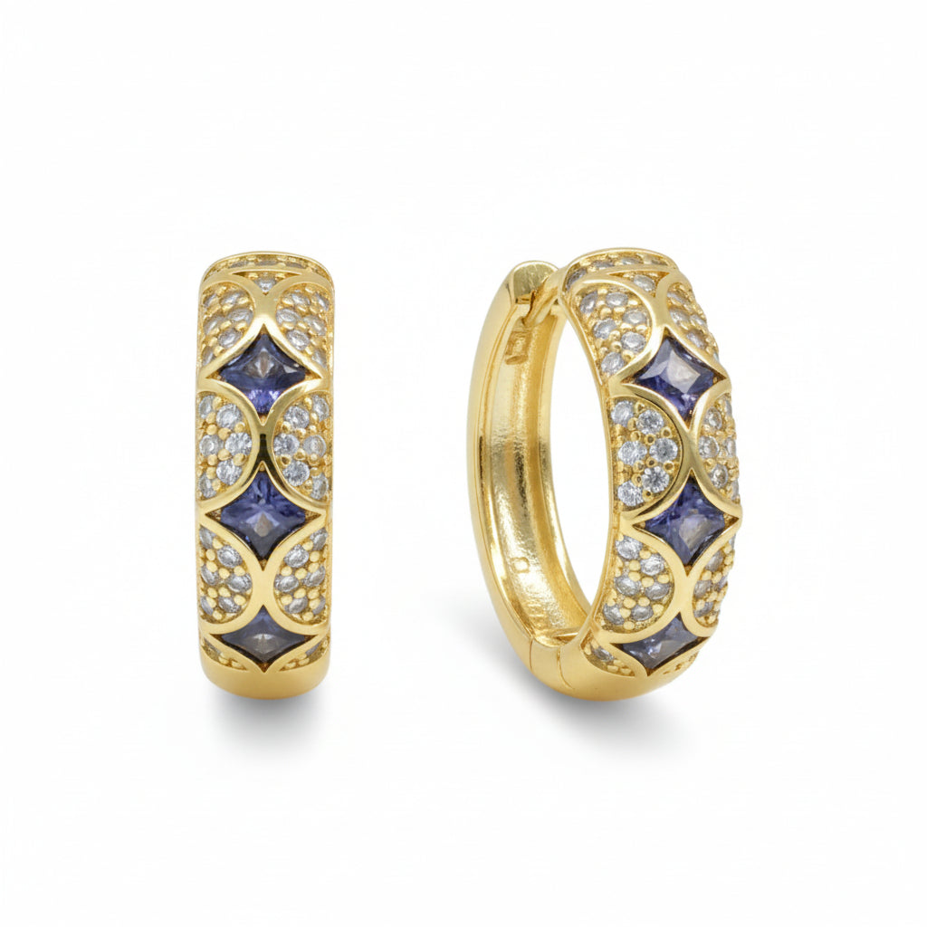 Geometric Lattice Huggie Earrings - Amafhha Jewels