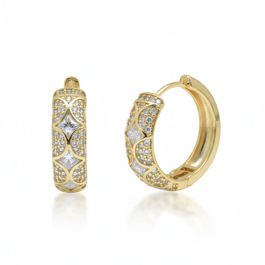 Geometric Lattice Huggie Earrings - Amafhha Jewels