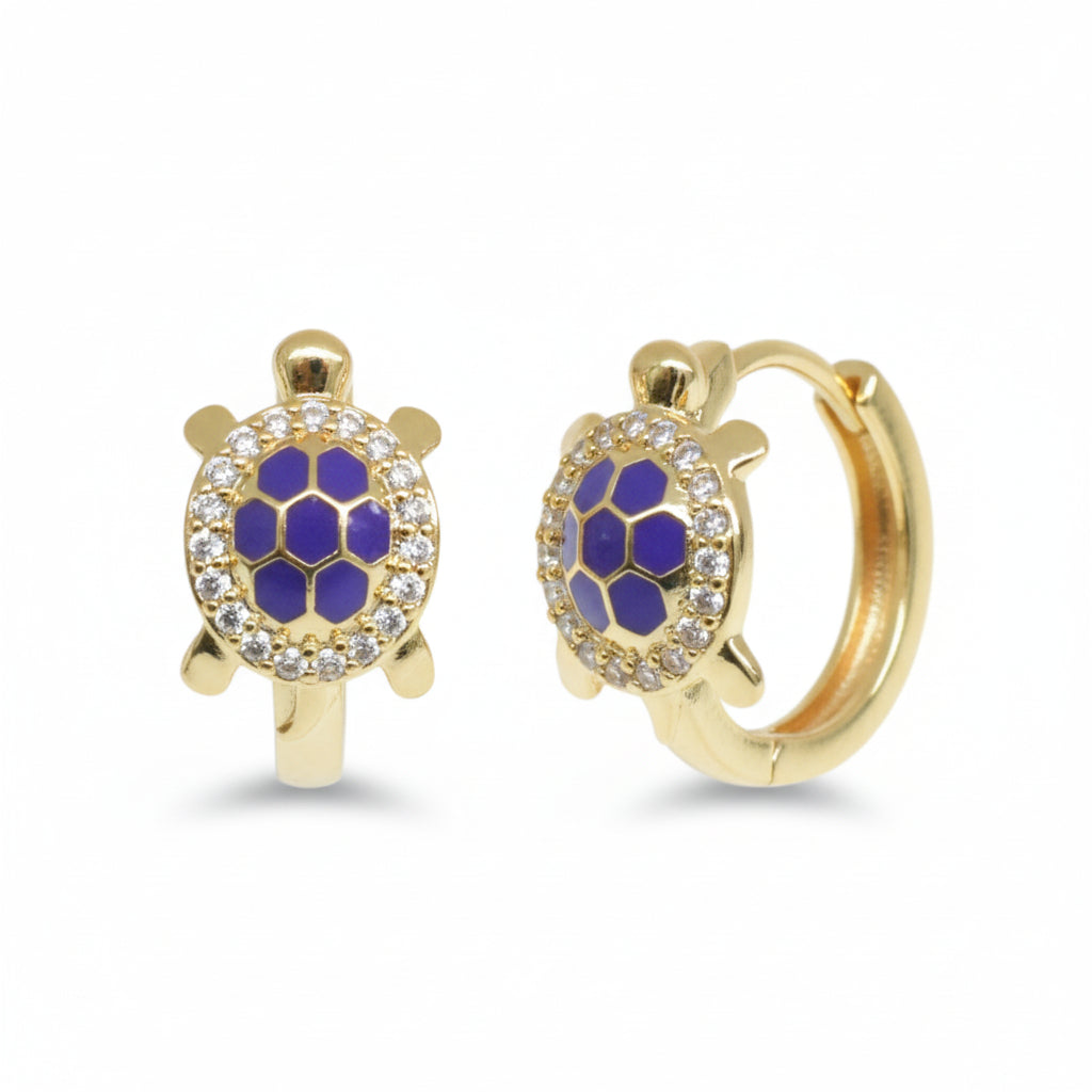 Turtle Enamel Huggie Earrings - Amafhha Jewels