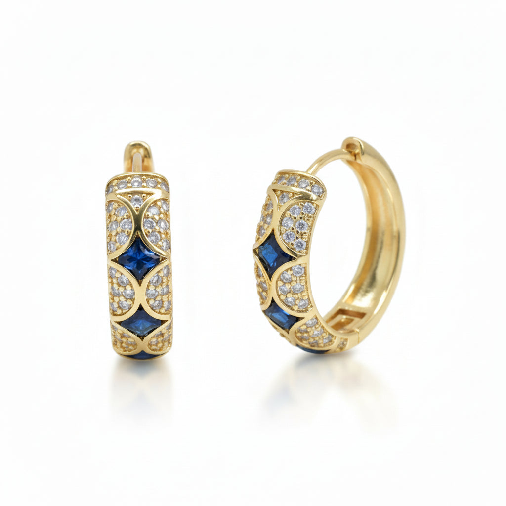 Geometric Lattice Huggie Earrings - Amafhha Jewels