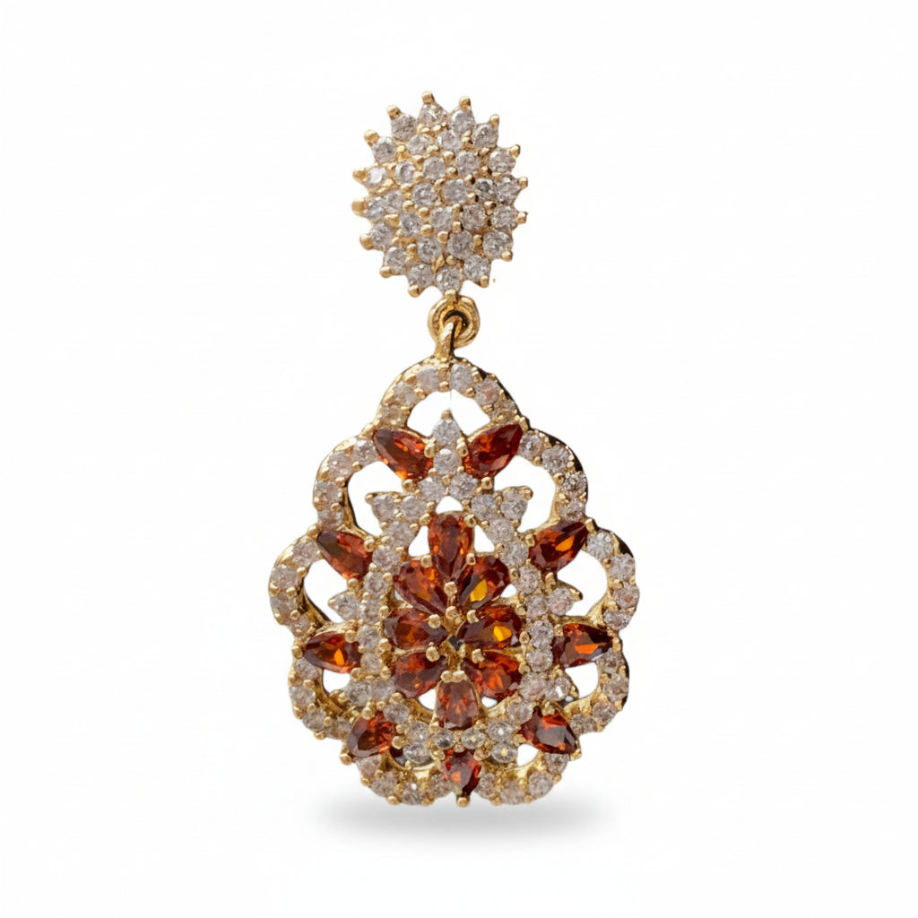 Gold plated mandala dangle drop earrings - Amafhha Jewels