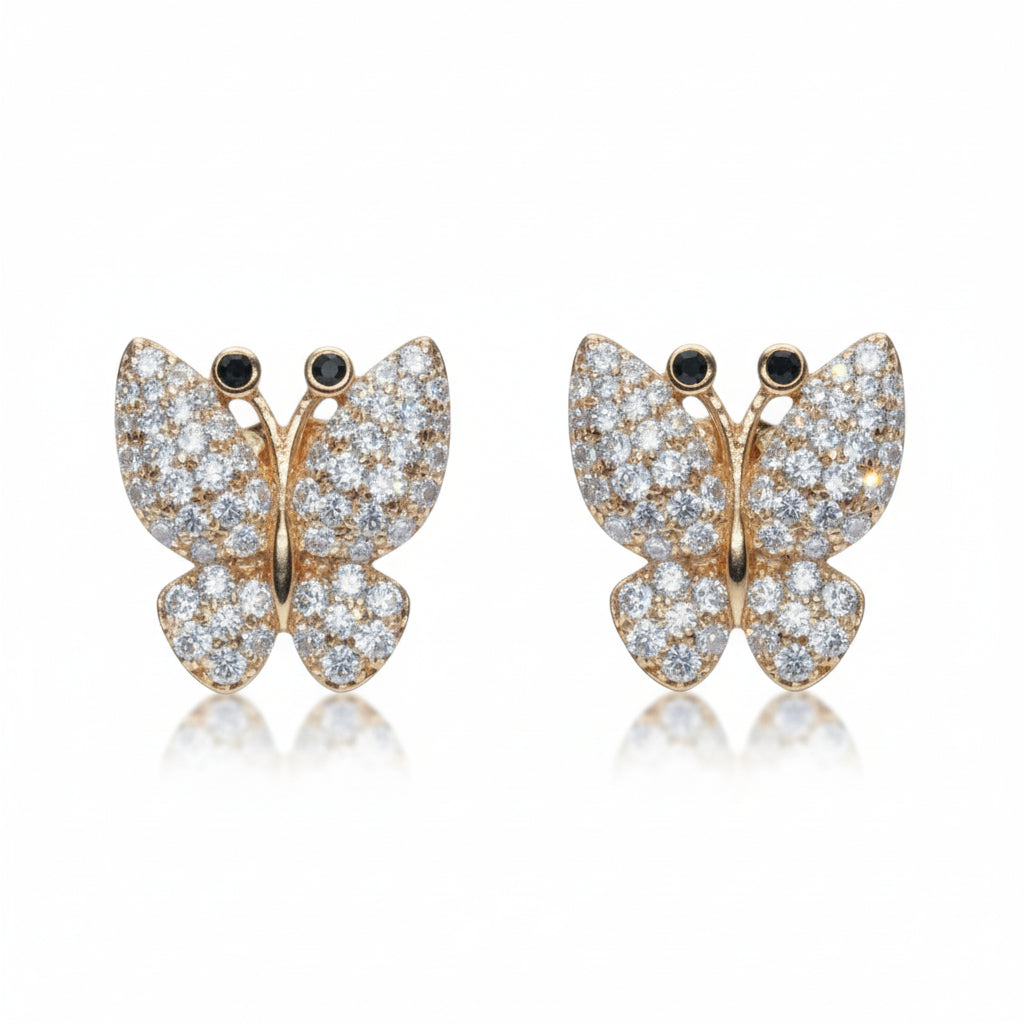 Sparkling Pave Butterfly Stud Earrings - Amafhha Jewels