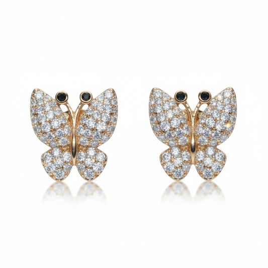 Sparkling Pave Butterfly Stud Earrings - Amafhha Jewels