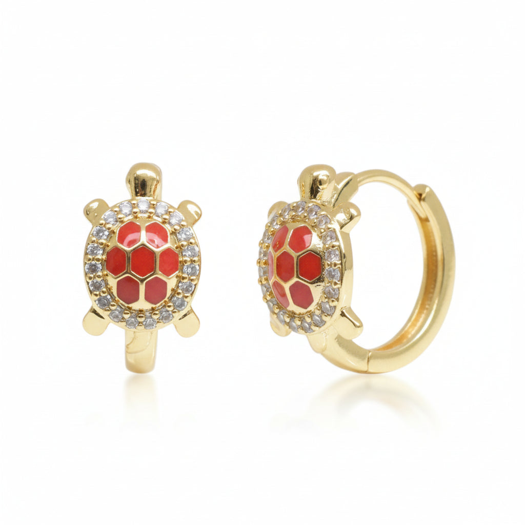 Turtle Enamel Huggie Earrings - Amafhha Jewels