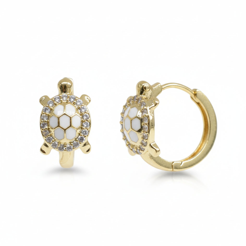 Turtle Enamel Huggie Earrings - Amafhha Jewels